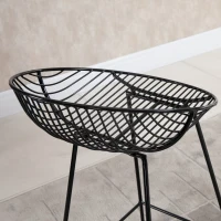 HOMCOM Modern Bar Stools Set of 2, Bar Height Barstools, 29.5" Seat Height Bar Chairs for Kitchen, Pub with Backrest and Footrest, Steel Frame, Black(m-14)