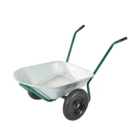 Outsunny 2 Cubic Feet Two Wheel Metal Wheelbarrow - Silver/Green(m-1)