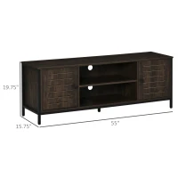 HOMCOM TV Stand for TVs up to 60", Industrial Entertainment Center Cabinet with Storage Shelves for Living Room or Bedroom, Dark Walnut(m-3)