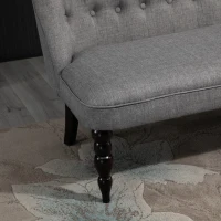 HOMCOM Upholstered Armless Fabric Loveseat with Button Tufted Design for Living Room with Wood Legs, Grey(m-15)