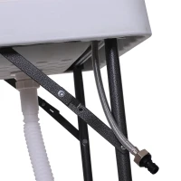 Outsunny 50" Portable Folding Camping Table with Sink, Faucet, Dual Stainless Steel Basins, and Accessories for Fish Cleaning(m-9)