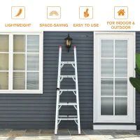 HomCom Multi-Purpose Folding Aluminum Ladder with 5 Platforms, for Indoor & Outdoor Use & a 330lbs Capacity, 73.5" Tall(m-6)