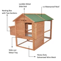 PawHut 71" Wooden Backyard Chicken Coop Hen House With Outdoor Run And Nesting Box(m-5)
