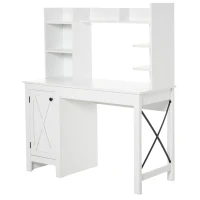 HOMCOM Home Office Computer Desk with Hutch and Storage Cabinet and 6 Shelves, White(m-9)