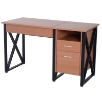 HomCom 50" Industrial Lift Top Standing Computer Desk with Storage - Black / Oak(m-5)