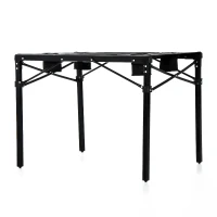 Outsunny Outdoor Folding Camping Table with Cup Holders - Black(m-6)