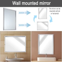 kleankin 24” L x 32” W Framed Wall Mounted Bathroom Vanity Mirror - Silver(m-5)