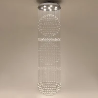 HOMCOM K9 Crystal Glass Fixture Raindrop Chandelier with Stainless Steel Board GU10 Bulb Compatible(m-1)