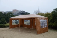 Outsunny 10' x 20' Gazebo Canopy Tent w/ 4 Removable Window Walls - Coffee Brown(m-1)