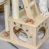 PawHut Multi-Level Cat Tree Condo Tower with Sisal-Covered Scratching Post, Activities for Kittens & Soft Cushion Luxury(m-12)