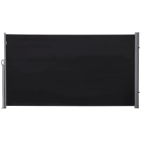 Outsunny 118" x 63" Side Awning, Retractable Privacy Screen & Driveway Guard, Instant Outside Screen, Wall, or Fence, Side Shade and Wind Block for Indoor Outdoor, Garden, Black(m-1)