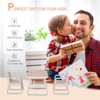 Qaba 3-Piece Kids Table and Chair Set Writing Desk with Armrest, Storage Space for Toddler Activities, Pink(m-7)