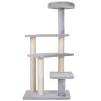 PawHut 40" 5-Level Revolving Stair Cat Tree Scratcher Climbing Activity Tower with Play Center and Resting Perch - Gray(m-7)