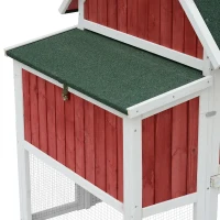 PawHut 47" Barn Backyard Chicken Coop With Covered Run And Nesting Box(m-10)