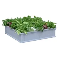 Outsunny 48" x 48" x 12" Raise Garden Bed Kit, Raised Planter Box, Above Ground Garden for Flowers, Herb, Vegetables with Easy Assembly, Gray(m-1)