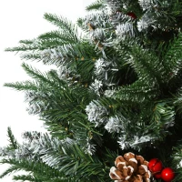 HOMCOM 7ft Artificial Pine Tree Holiday Home Christmas Decoration with Removable Branches, Pinecone - Red Berries(m-15)