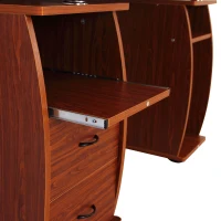 HOMCOM Multi-Function Computer Desk Home Office Workstation with Sliding Keyboard Tray, Elevated Shelf, Drawers and CPU Stand, Brown(m-8)