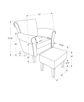 Monarch Transitional Style Upholstered Accent Wing Chair with Matching Ottoman - Vintage French Fabric(m-4)