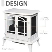 HOMCOM Electric Fireplace Heater, Fireplace Stove with Realistic LED Flames and Logs, Remote Control and Overheating Protection, 1400W, White(m-4)