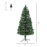 HOMCOM 4ft Tall Pre-Lit Douglas Fir Artificial Christmas Tree with Fiber Optic Ball LED Lights and 130 Tips, Green(m-3)