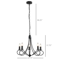 HOMCOM 5 Lamp-socket Foldable Retro Pendant Lamp Wrought Iron Decoration Lamp(m-3)