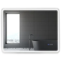 kleankin 24"x32" LED Bathroom Horizontal/Vertical Mirror with Defogging Function, and 3 Color White Temperatures(m-1)