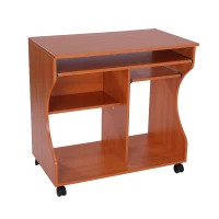 HomCom Wheeled Computer Cart - Cherry Wood(m-3)