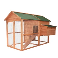 PawHut 71" Wooden Backyard Chicken Coop Hen House With Outdoor Run And Nesting Box(m-1)