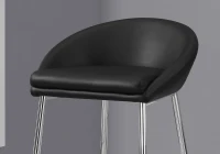 Monarch 2 Piece Modern PU Leather Padded Seat Chrome Legged Bar Height Barstool Chair Set - Black(m-3)