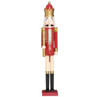 Open Box HOMCOM 42" Wooden Traditional Nutcracker King Figure with Scepter - Wine Red(m-1)