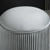 HOMCOM 15'' Small Padded Ottoman Foot Stool with Wrinkle Fabric Design, Thick Sponge Padding and Solid Base, Grey(m-9)