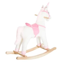 Qaba Kids Metal Plush Ride-On Unicorn Rocking Horse Chair Toy with Realistic Sounds(m-5)
