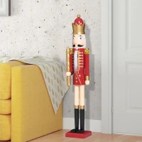 Open Box HOMCOM 42" Wooden Traditional Nutcracker King Figure with Scepter - Wine Red(m-2)