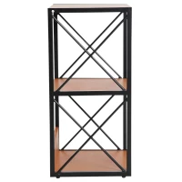 HomCom 3 Tier Wood X-Frame End Table - Black(m-8)