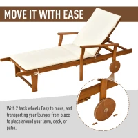 Outsunny Reclining Relaxing Chaise Lounge Chair with 4-Level Adjustable Backrest & Convenient Pull-Out Side Tray(m-7)