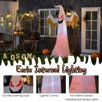 HOMCOM 8' Halloween Inflatable Ghost Yard Decoration for Indoors & Outdoors with Evil Fire Flame LED Lights(m-4)
