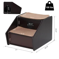 PawHut 2-Story Pet Mobility Safety Stairs with Ramp and Built-In House for Dogs and Cats  Wood(m-3)