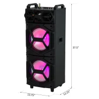 HomCom 37" 80 Watt Portable LED Wireless Bluetooth Compatible Dual Speaker Stereo with Wheels(m-4)