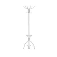Monarch 70" 12-Hook Metal Coat Tree Hanger Rack with Umbrella Holder - White Finish(m-1)