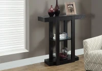 Monarch 32" Modern 3-Tier Straight Line Design Wood Grain-Look Accent Console Table - Cappuccino Brown Finish(m-2)