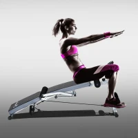 Soozier Steel Height Adjustable Multi-Position Abdominal Sit-Up Home Gym Bench with LCD Monitor and Resistance Bands(m-1)