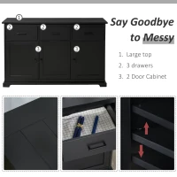 HOMCOM Buffet Storage Cabinet for Kitchen Entryway with 2 Cabinets and 3 Drawers, Adjustable Shelves, Black(m-4)