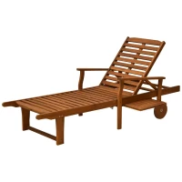 Outsunny Reclining Relaxing Chaise Lounge Chair with 4-Level Adjustable Backrest & Convenient Pull-Out Side Tray(m-9)