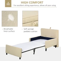 HOMCOM 2-In-1 Design Convertible Single Sofa Bed with Side Pocket and Metal Frame Couch for Living Room, Beige(m-5)