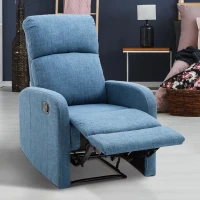HomCom Linen Fabric Manual Recliner Lounger Chair  with Footrest - Blue(m-4)