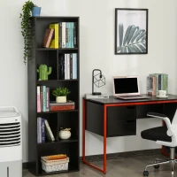 HOMCOM 5-Tier Contemporary Wood Bookcase with Open Storage Display Rack for Home, Office, and Study - Dark Coffee(m-2)