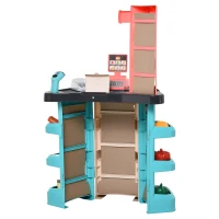 Qaba Kids Supermarket with Shopping Cart Play Set Toys with Working Scanner & Credit Card Reader for 3 to 6 Years - Green(m-5)