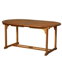 Outsunny Acacia Wood 9 Piece Extendable Oval Patio Dining Table Set(m-7)