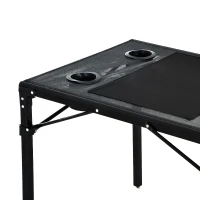 Outsunny Outdoor Folding Camping Table with Cup Holders - Black(m-8)