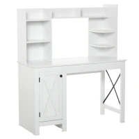 HOMCOM Home Office Computer Desk with Hutch and Storage Cabinet and 6 Shelves, White(m-1)